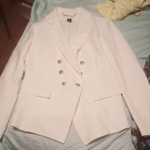 Chic White Double-Breasted Women's Blazer
